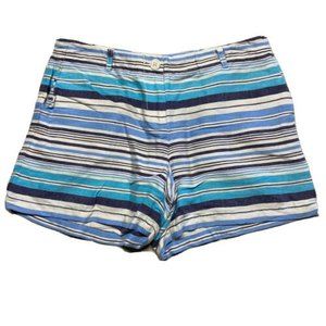 Tommy Bahama Linen / Cotton Shorts Blue White Striped Women's Sz 2 Summer Beach